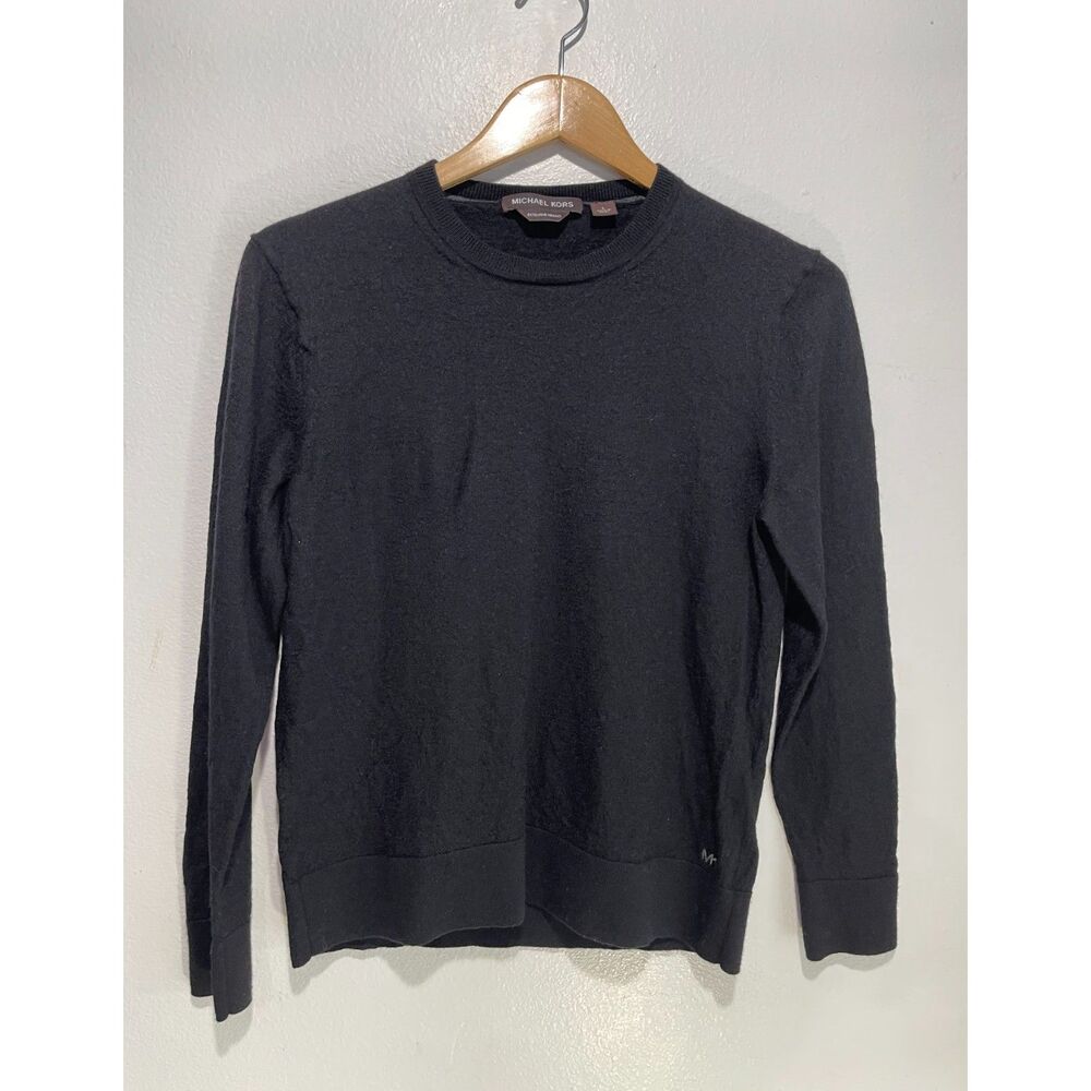 Michael Kors extrafine merino black wool sweater lightweight casual women L